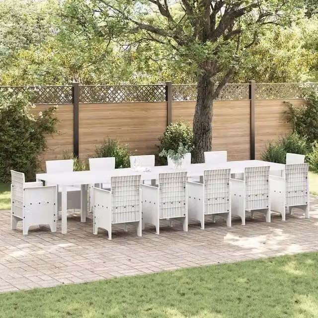 Tavolo da Giardino Bianco 400 x 100 x 73 cm polyrattan 3378530