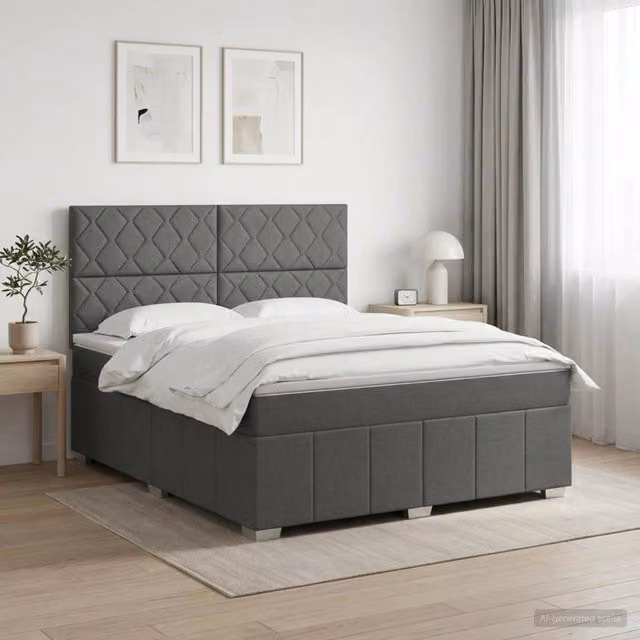 Letto box spring con materasso vidaXL Grigio e Bianco L/P: 160 x 200 cm
