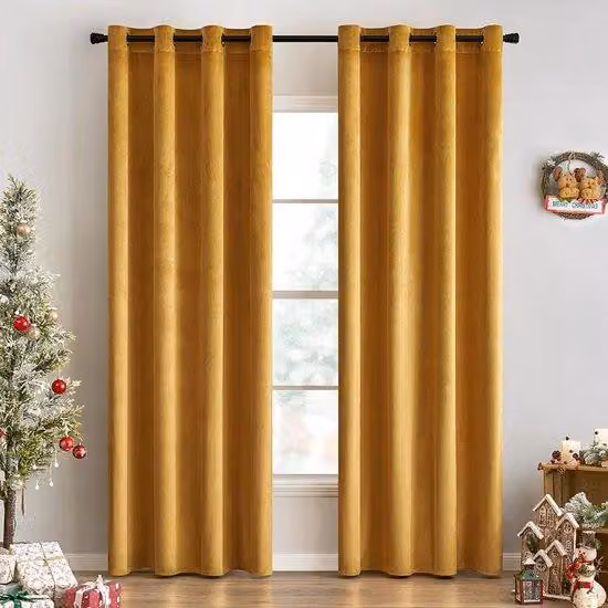 Ibenzoa® Set da 2 tende oscuranti in velluto con passanti, termicamente isolanti e fonoassorbenti, colore arancione, 140 x 245 cm – ideali per camere da letto e soggiorni