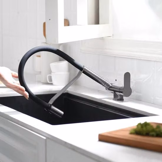 Keukenkraan 360° Verstelbare con 2 Spout e Installazione sotto il Cassetto, Ideale per la Miscelazione in Cucina (Grigio)