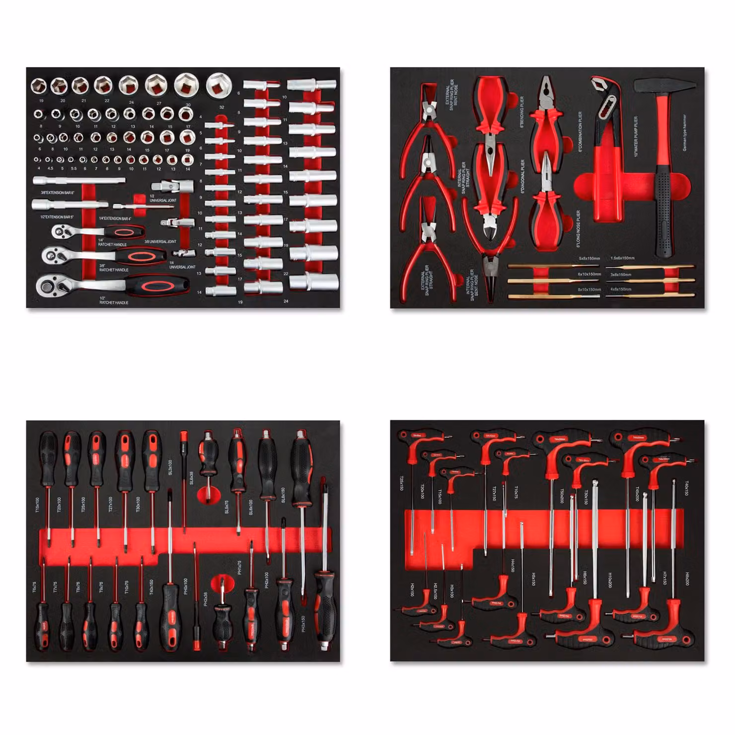 EBERTH Inserto in schiuma per utensili Set di utensili da 134 pezzi, inserto in schiuma per utensili, set di utensili professionali in metallo duro, etichettato