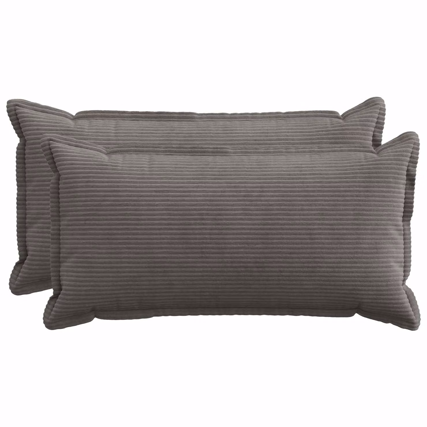 Set di 2 federe vidaXL HOUTEN in velluto a coste grigio, L 80 x P 40 cm