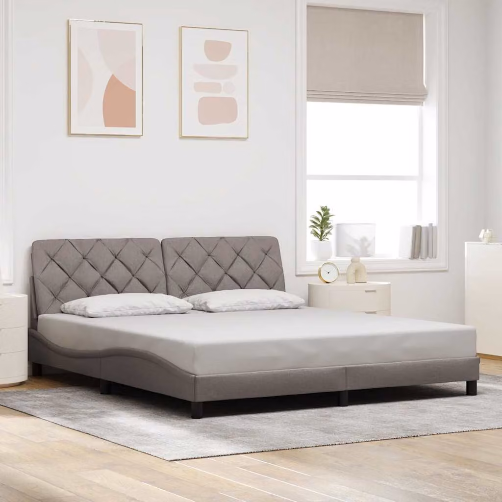 vidaXL Giroletto senza Materasso in Tessuto Tortora L/P: 180 x 200 cm