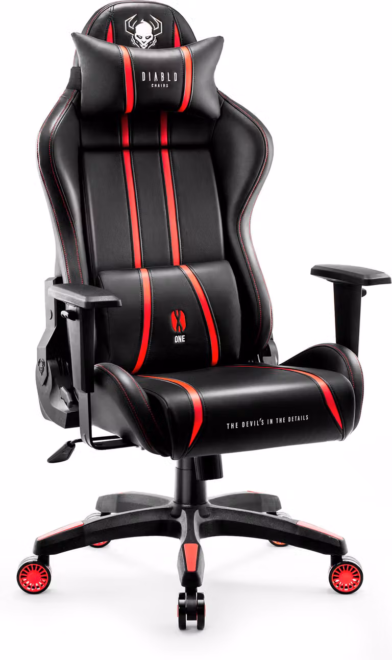 Diablo X-One 2.0 Gaming Chair Sedia da ufficio Braccioli regolabili Design ergonomico Cuscino collo/glutei Dimensioni normali Nero/Rosso