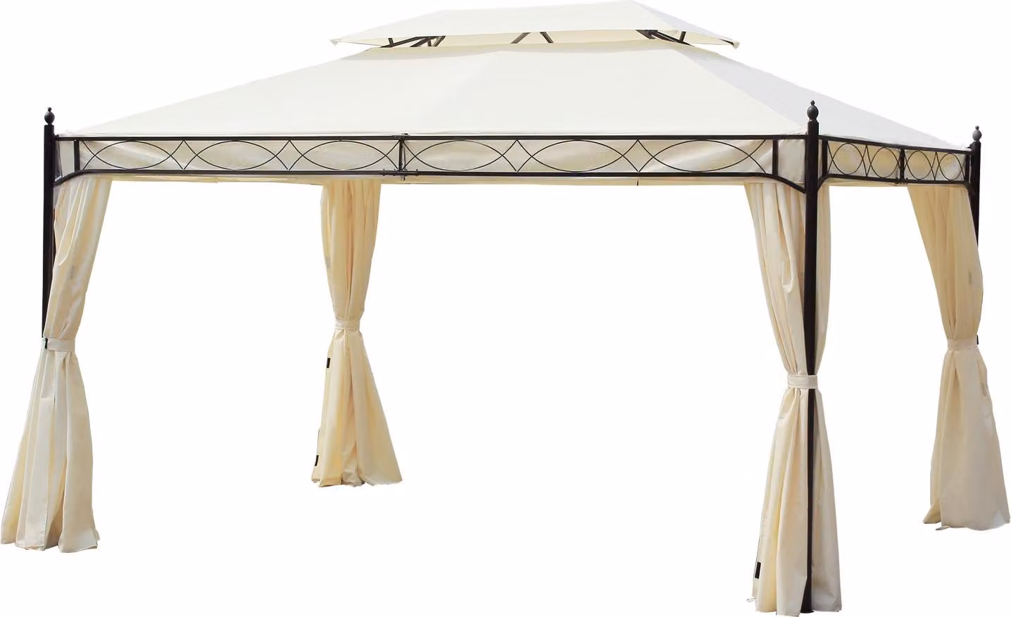 Padiglione da giardino 3x4 m crema, tenda da festa tenda da giardino pagoda per giardino e terrazzo