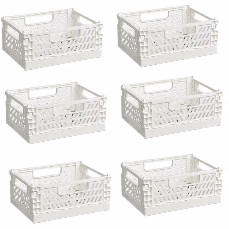 Omgoods - Set di 6 contenitori pieghevoli in plastica, ideali per diversi ambienti