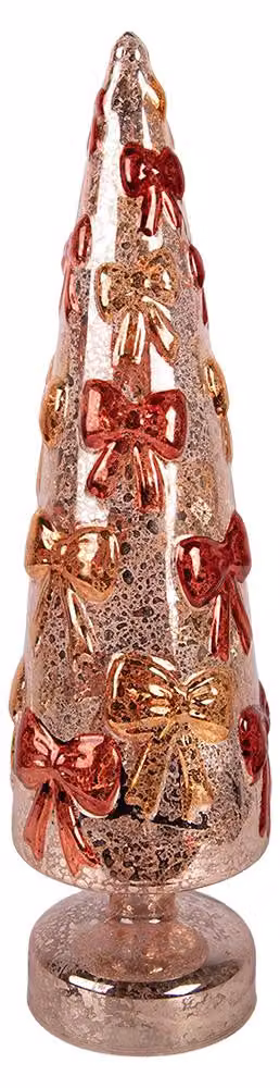 Clayre & Eef, decorazione natalizia: albero di Natale, diametro 10 cm, altezza 37 cm, colore rosso, materiale: vetro