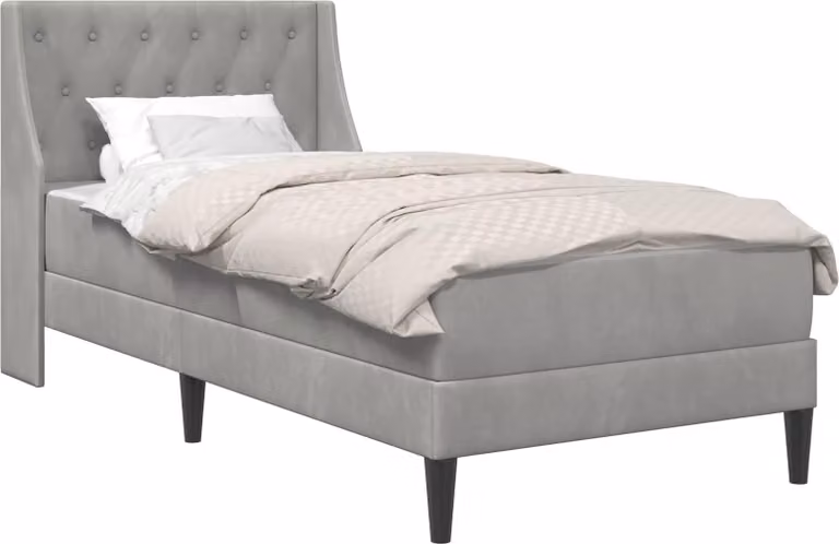 Struttura del letto con materasso, colore grigio chiaro, dimensioni 90 x 190 cm