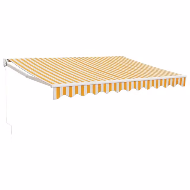 Tenda da Sole | Tenda Retrattile Gialla e Bianca 3,5x2,5 m Tessuto e Alluminio