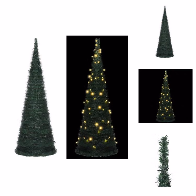 vidaXL Albero di Natale artificiale pop-up con illuminazione verde 180 cm - Alberi di Natale