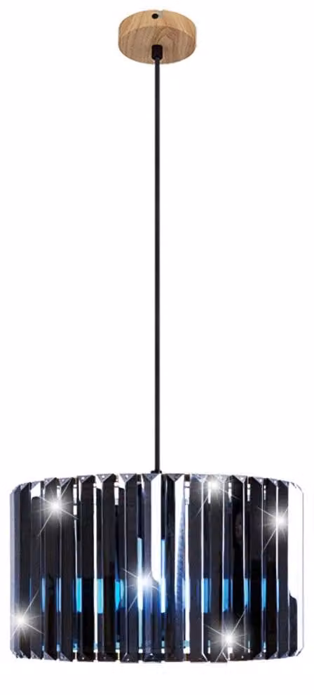 Lampada a sospensione a LED RGB, effetto legno, cristallo fumé, H 120 cm