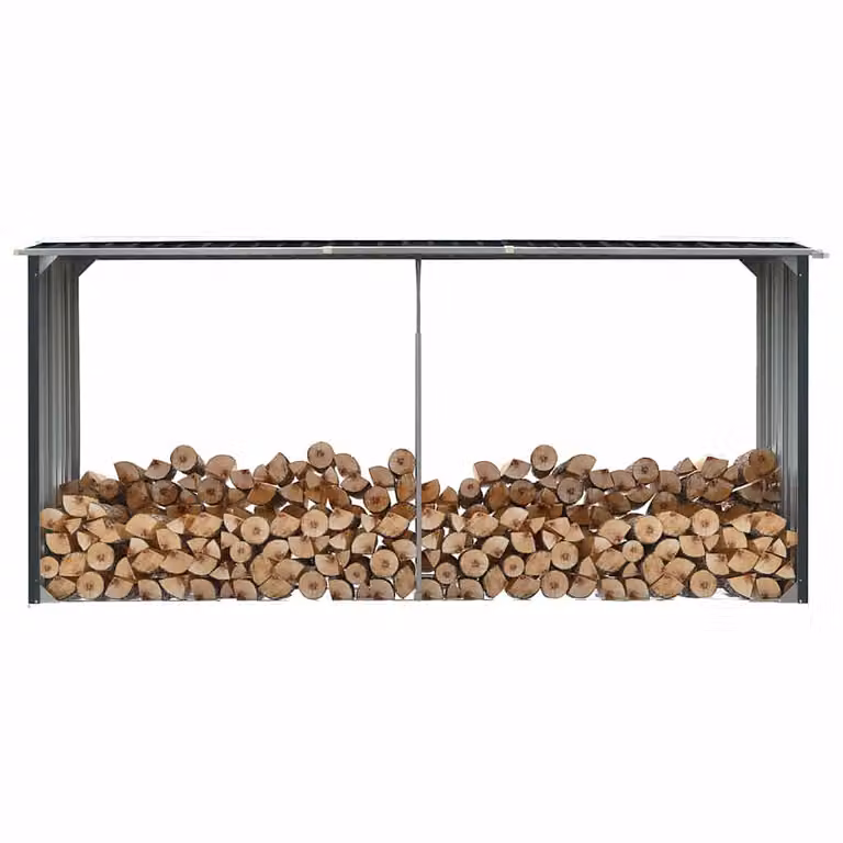 vidaXL Capannone da Giardino Moderno in Acciaio Zincato Antracite L: 330 cm, P: 92 cm, H: 153 cm