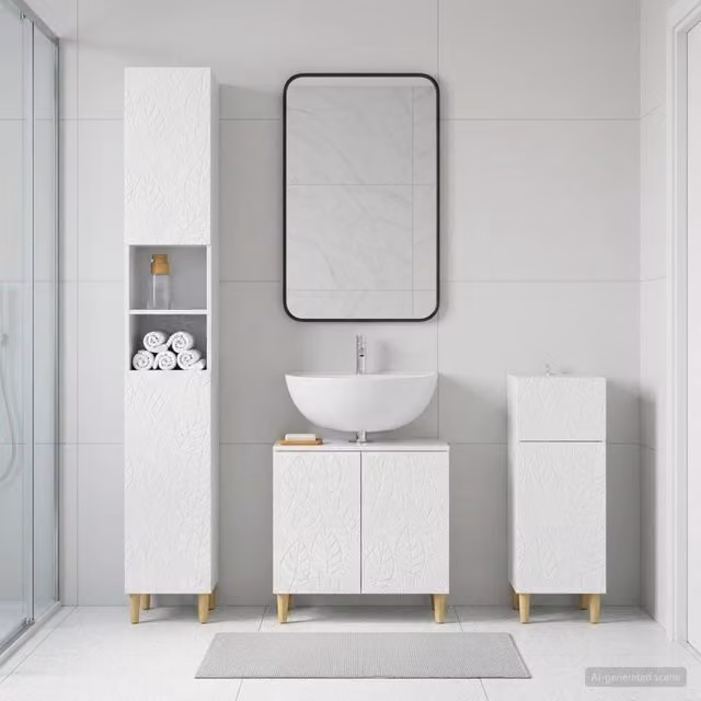 Set di armadietti da bagno in 3 pezzi DELFT Bianco Lucido 3417868
