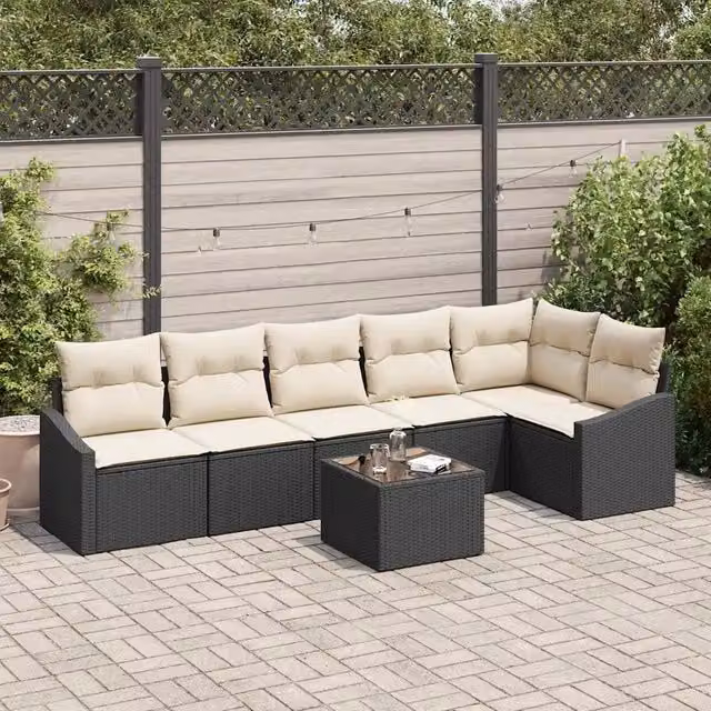 Set di divani 7 pz Nero polyrattan 3346747