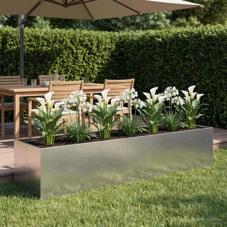 Vaso da giardino vidaXL in acciaio zincato Argento L: 280 cm, P: 80 cm, H: 60 cm