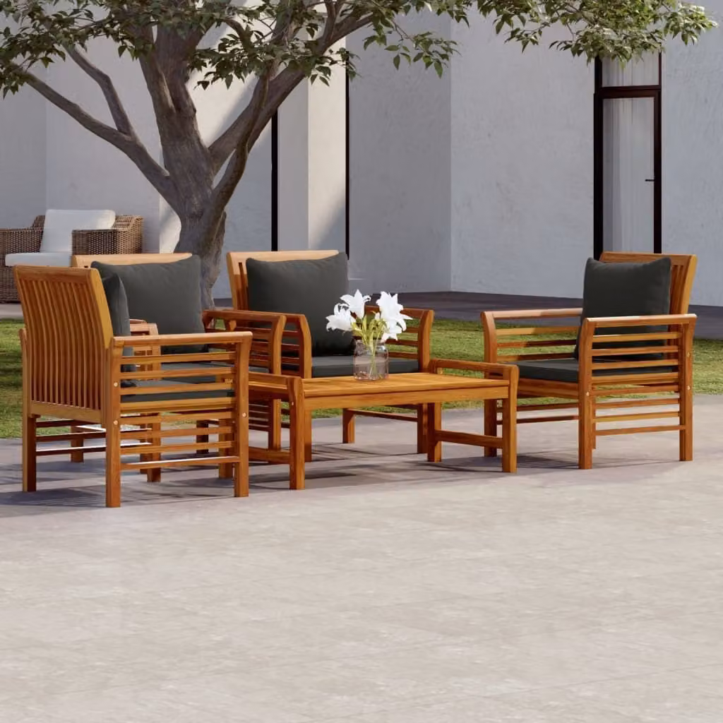 Maison Exclusive - Set da giardino 5 pezzi con cuscini in legno massello di acacia