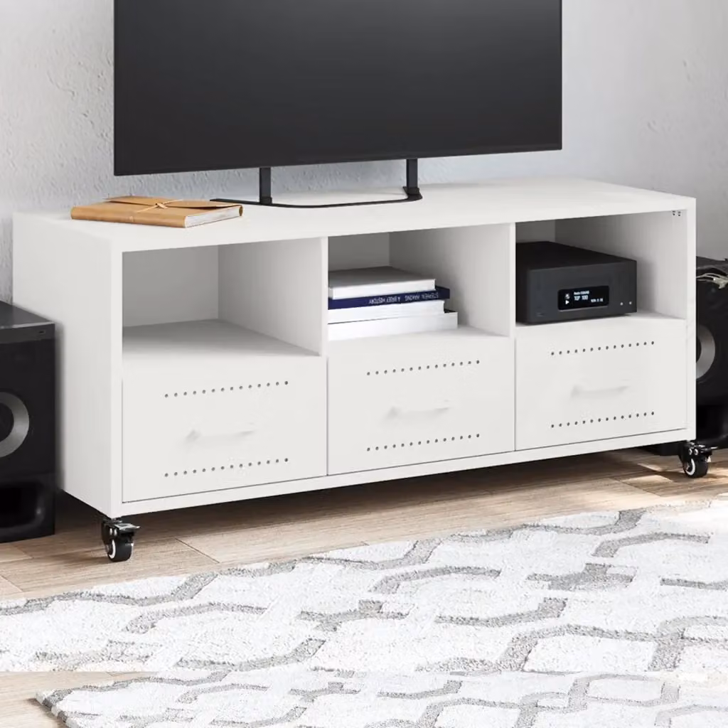 Mobile TV moderno Design In in acciaio bianco con ruote L/P/H: 100,5 x 39 x 43,5 cm – 2