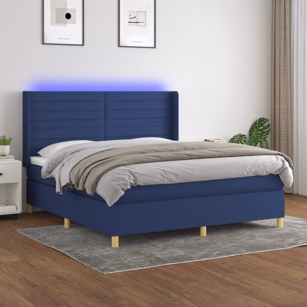 Maison Exclusive - Letto a Molle con Materasso e LED Blu 160x200 cm in Tessuto