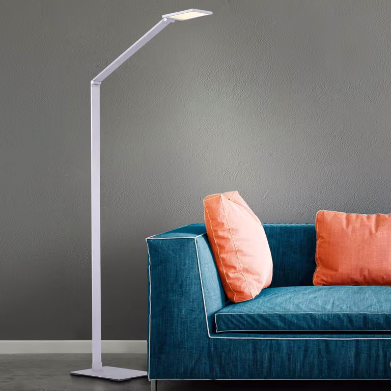 Q-Smart-Home Paul Neuhaus Q-HANNES lampada LED da terra Q-Hannes, dimmerabile, Alluminio / Grigio / Zincato, Soggiorno / Sala da pranzo, Alluminio, Moderno