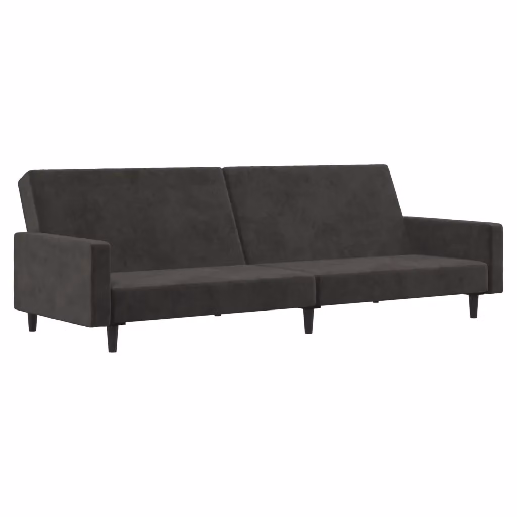 Divano Letto Click-Clack vidaXL in Velluto Grigio con Struttura in Legno Solido e Poggiatesta Regolabile – 2