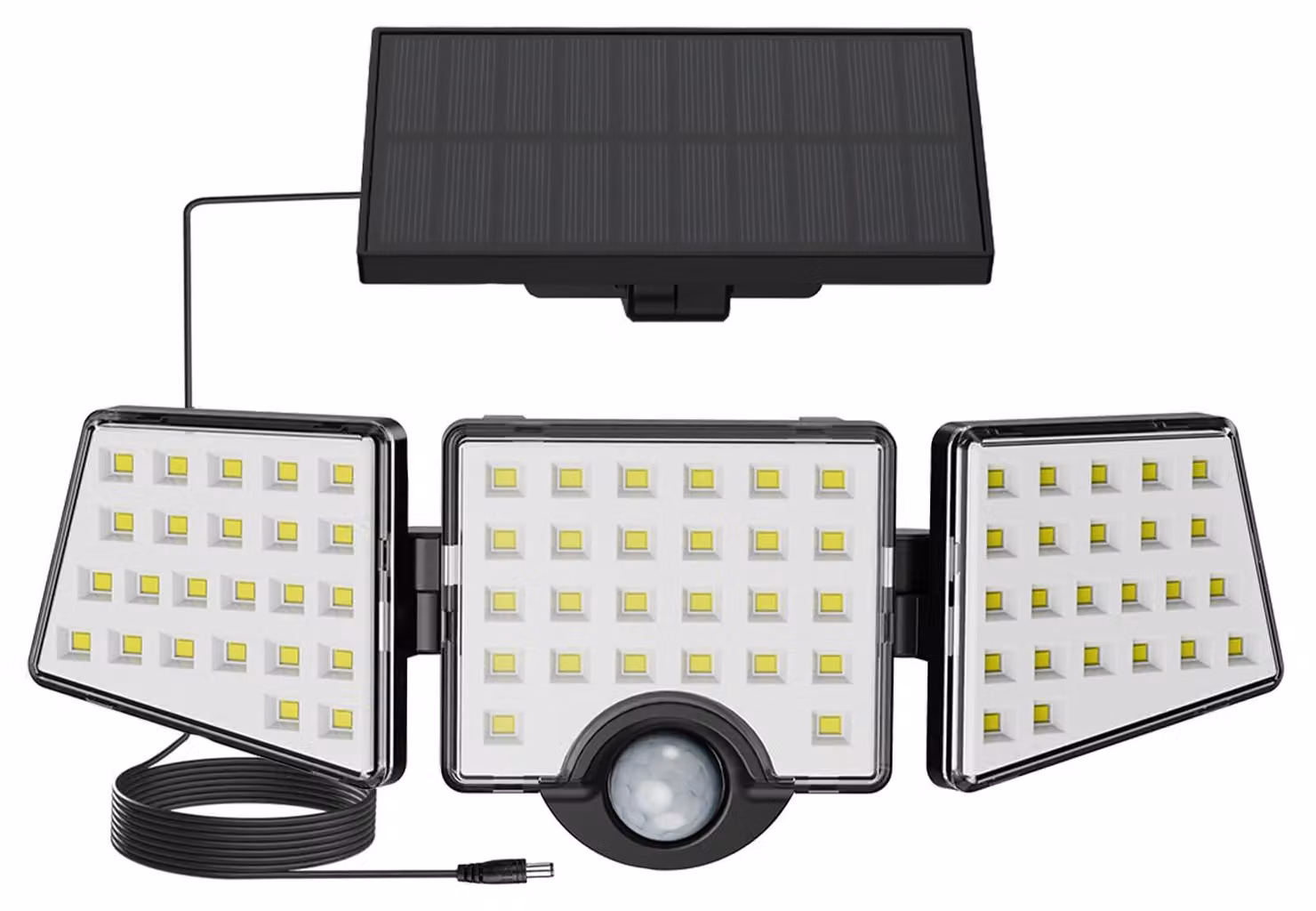 Lampada solare da esterno, 1200 lumen, 72 LED, grado di protezione IP65, con sensore di movimento