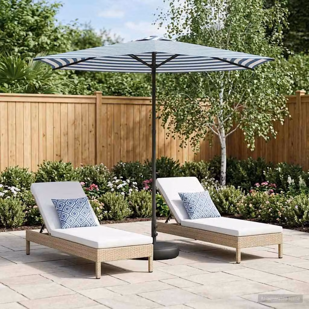 Maison Exclusive - Ombrellone da giardino con base, forma rettangolare, 2,7 x 2,7 m, in poliestere