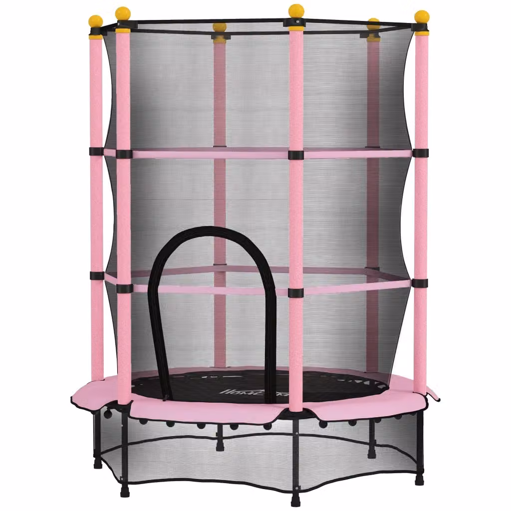 Mini Trampolino per Bambini Minimal con Rete di Sicurezza Rosa e Nero Diametro: 140 cm – 2
