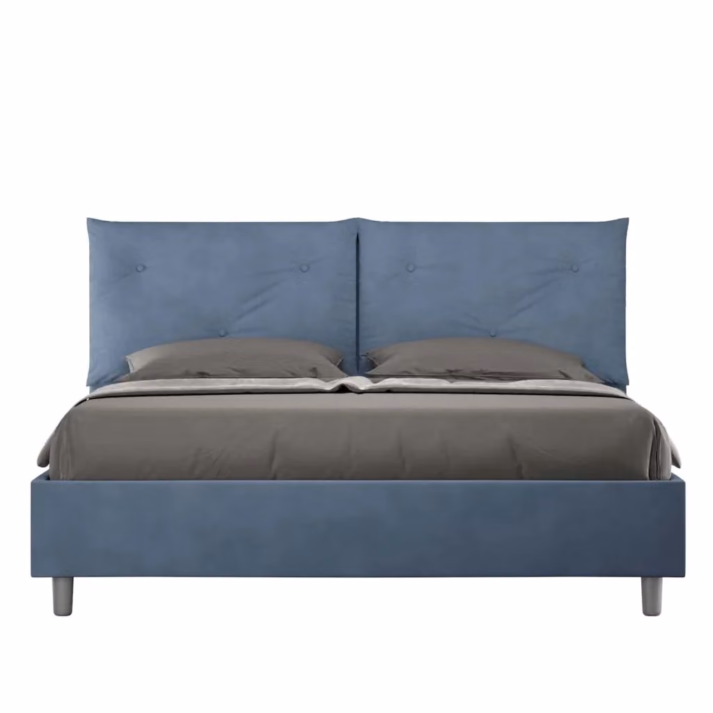 Letto contenitore queen size Appia Large Ityhome imbottito in microfibra azzurro L 150 cm x P 200 cm – 2