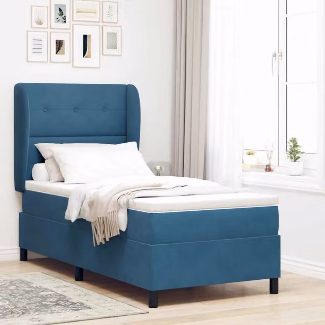 Letto ibrido con testiera in velluto blu vidaXL L/P: 200 x 100 cm – 1