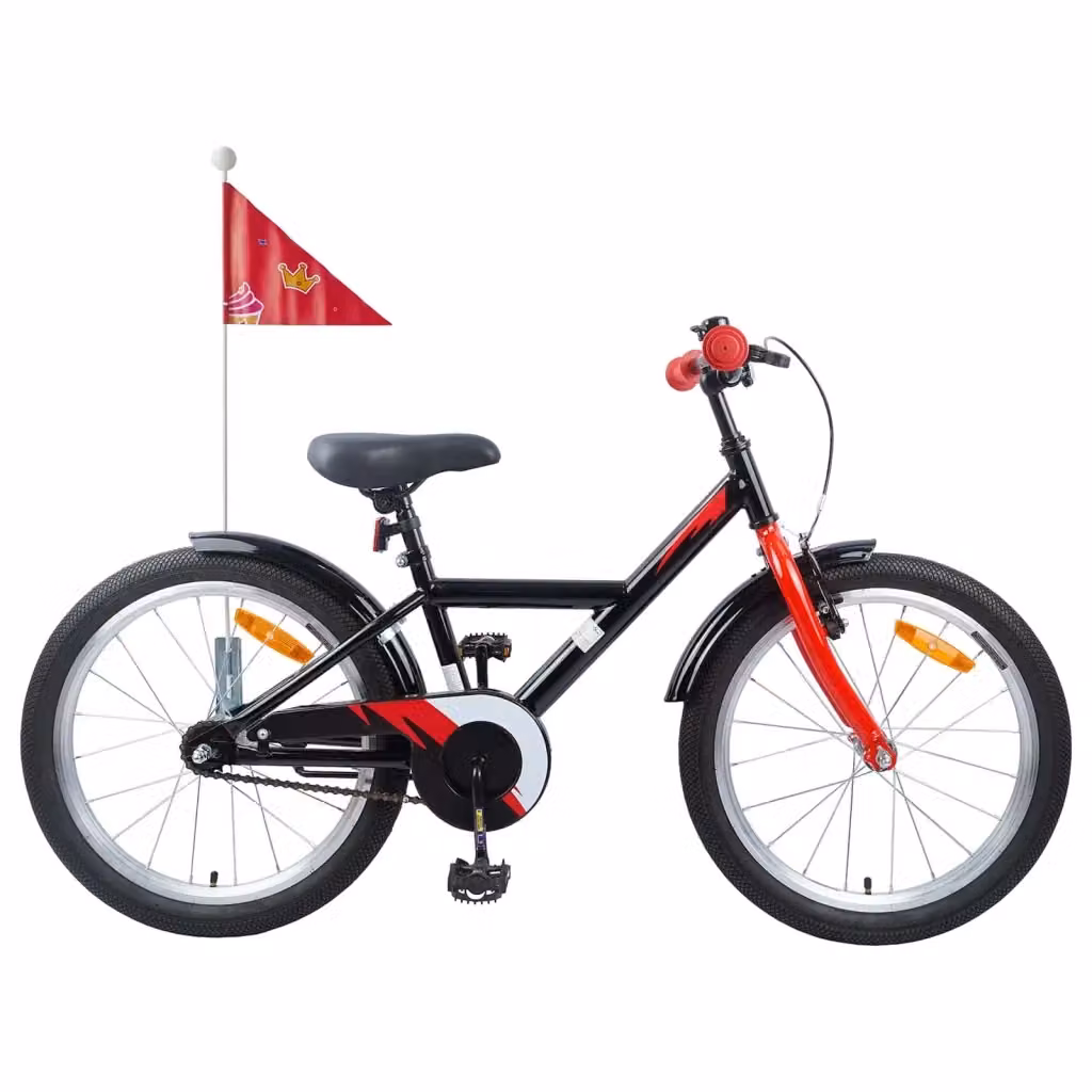 Bicicletta per bambini da 18 pollici nera con struttura in metallo e pneumatici in gomma – 2
