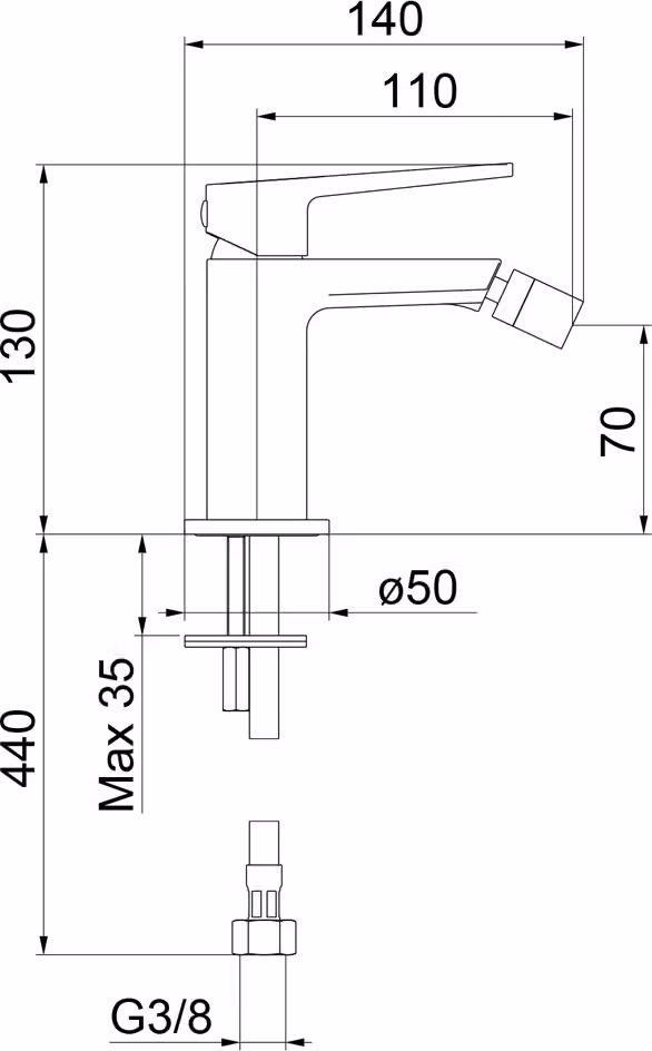 Miscelatore per bidet TURSI, nero opaco