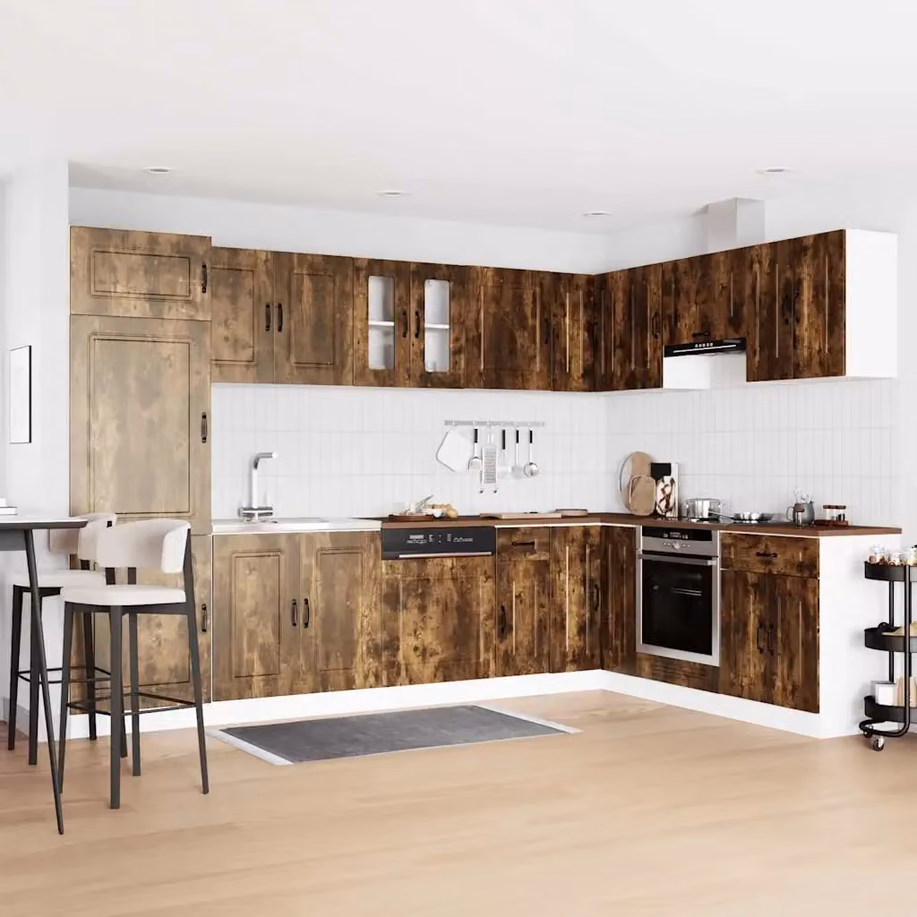 Set di 2 pensili da cucina Kalmar moderni in legno marrone, L 80 cm x P 46 cm x H 81.5 cm