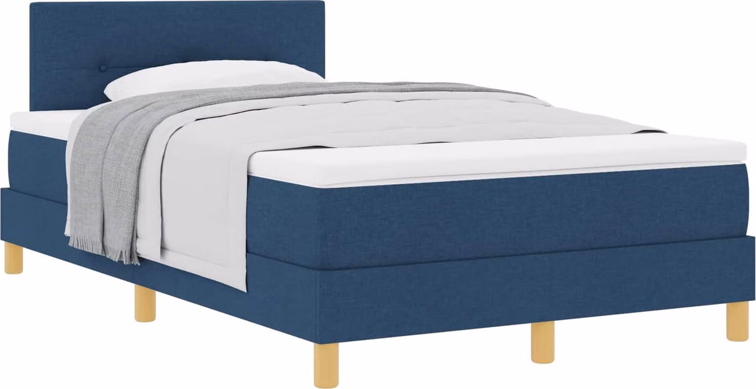 Letto a molle con cuscino con testiera Blu 120 x 190 cm Tessuto