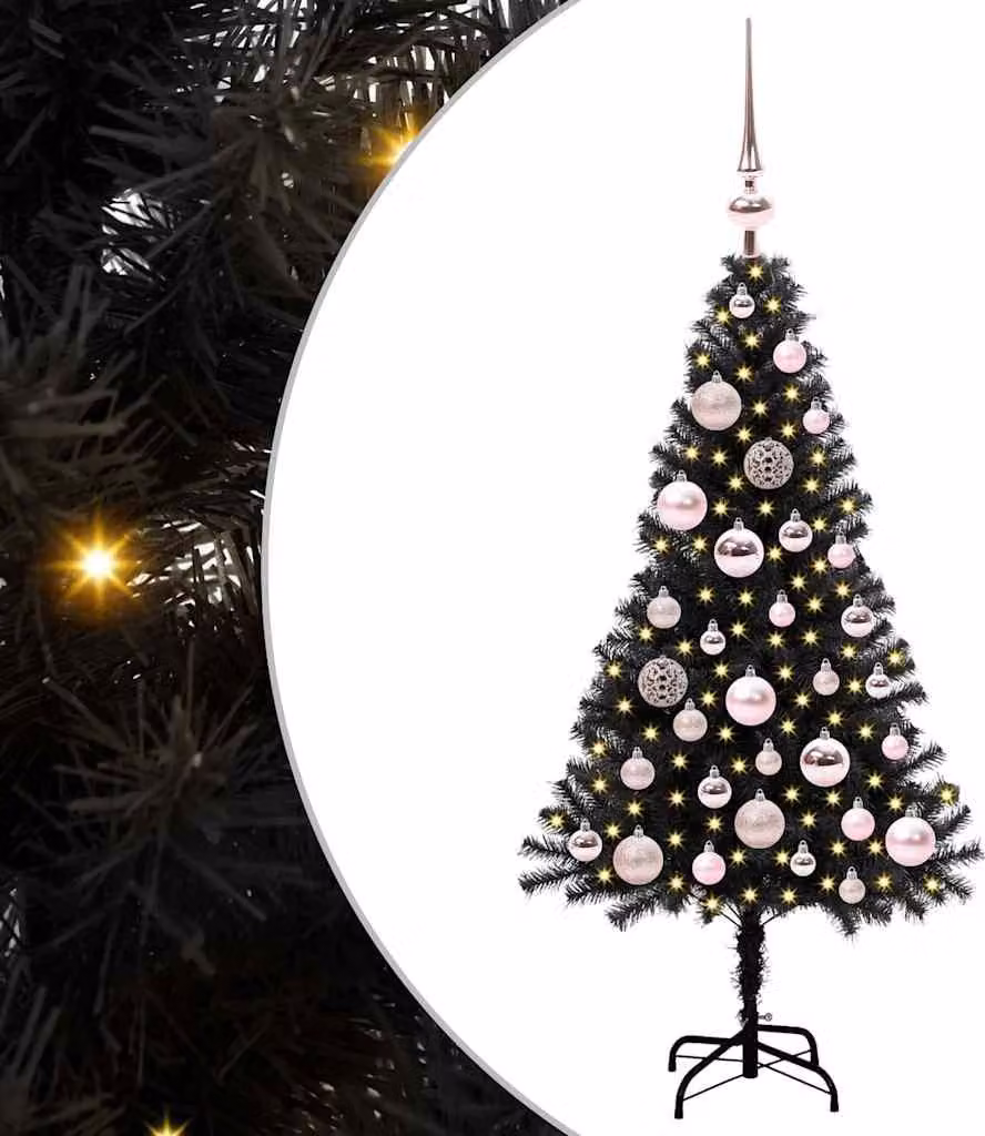 Albero di Natale con 150 LED con supporto Nero 120 cm PVC