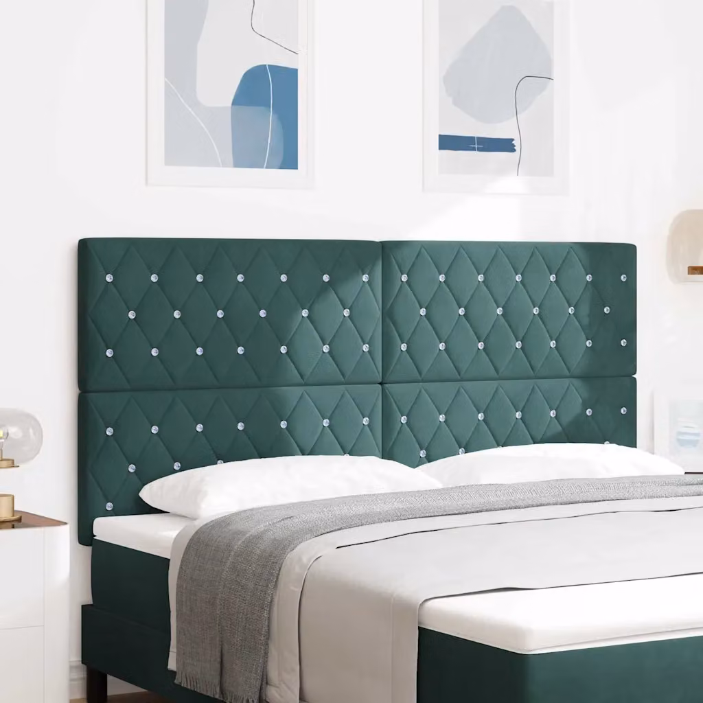 Testiera per letto con illuminazione LED vidaXL in velluto verde scuro, Larghezza: 180 cm