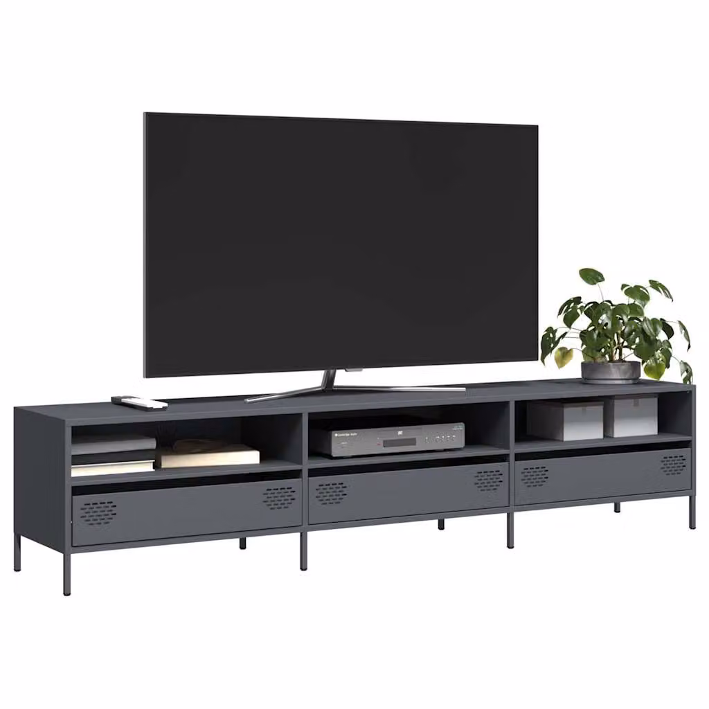 Mobile TV vidaXL in metallo antracite L 202 cm, P 39 cm, H 43,5 cm – 1