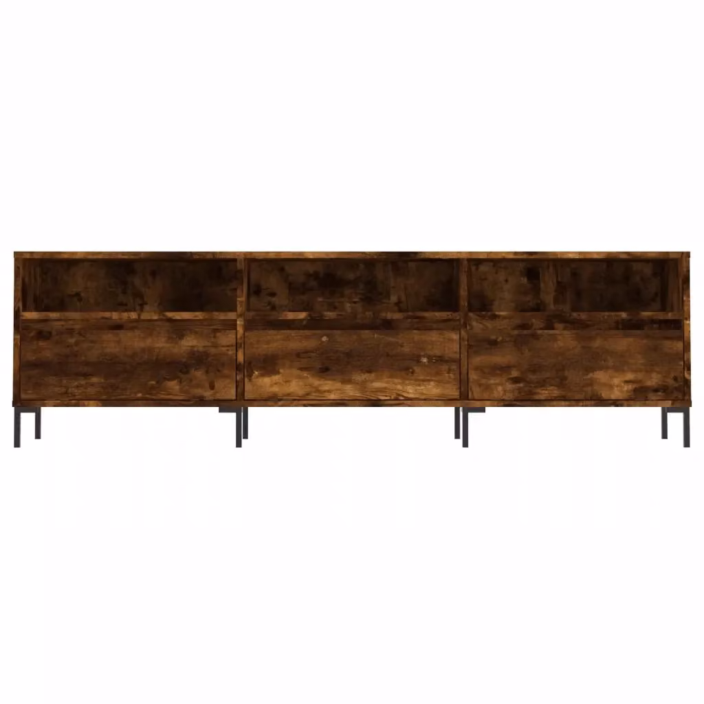 Mobile porta TV moderno HELLOSHOP26 in legno composito e metallo, finitura opaca effetto rovere affumicato marrone, L: 150 cm, P: 30 cm, H: 44,5 cm – 2