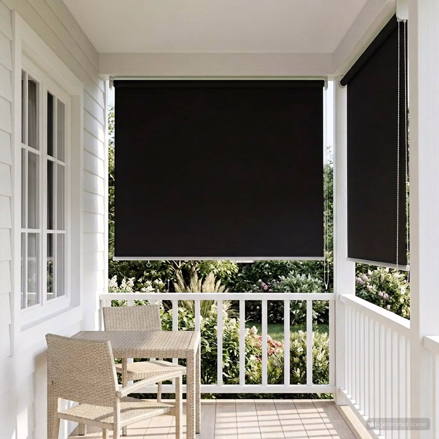 Tenda da sole a rullo vidaXL con protezione UV in poliestere, Nero, L: 140 cm, H: 80 cm
