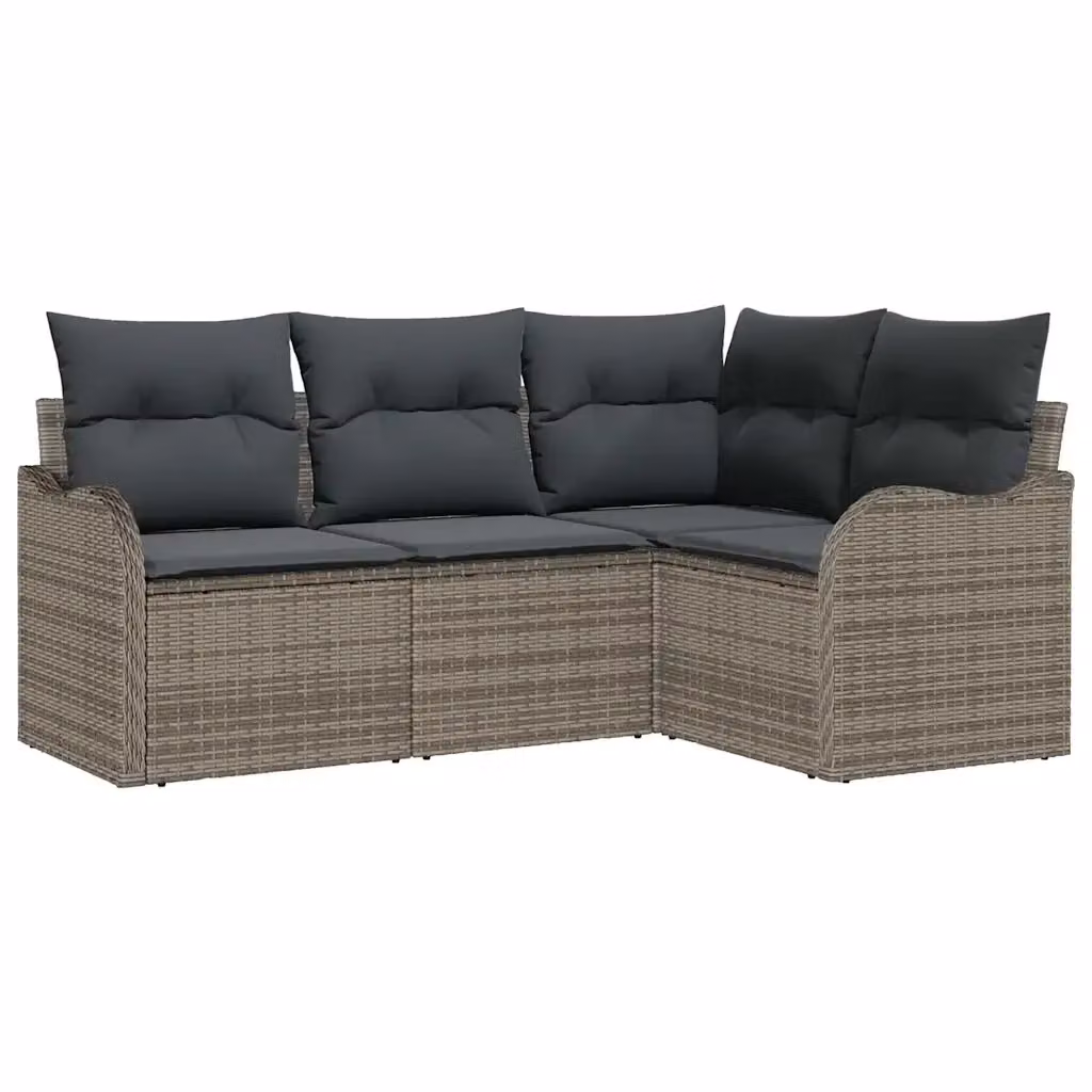 Set Divano da Giardino a L vidaXL in Polyrattan Grigio con Cuscini e Struttura in Acciaio – 2
