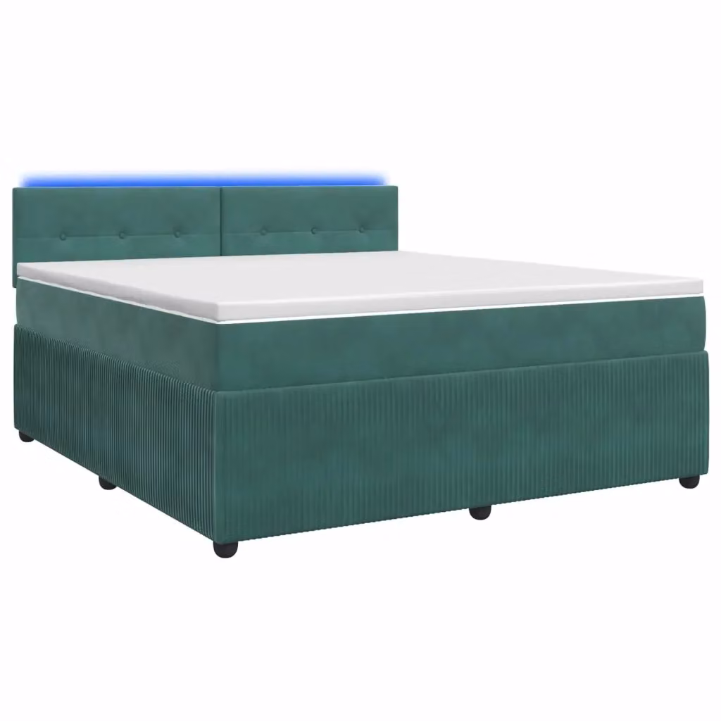 Letto box spring con materasso ibrido vidaXL in velluto verde, con illuminazione sottostante e porta USB, L/P: 160 x 200 cm – 2