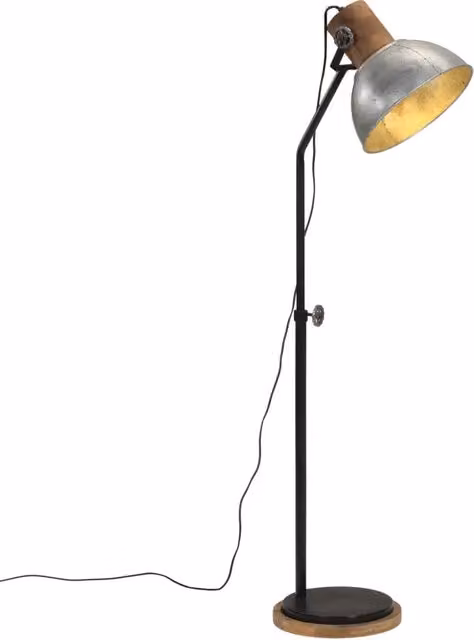 Lampada da terra regolabile stile industriale sala da pranzo ufficio 30 x 30 x 100-150 cm in legno di mango argento 02_0047550