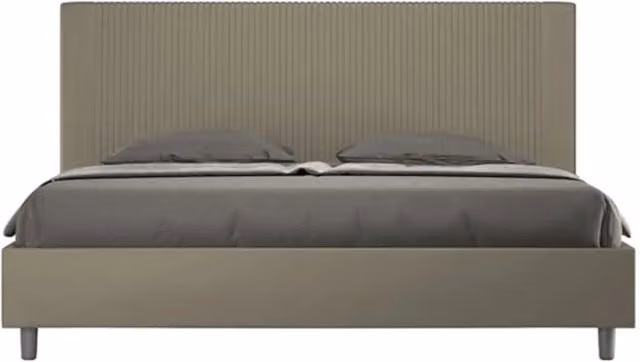 Letto matrimoniale king size con contenitore Ityhome imbottito in similpelle color beige Goya L: 180 cm, P: 210 cm, H: 230 cm – 1