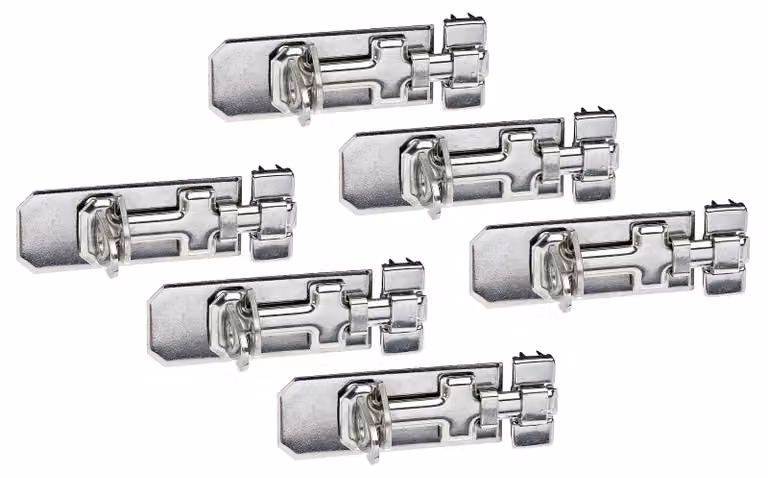 Alberts 858391 Catenaccio di sicurezza, con impugnatura piatta e occhiello fisso, acciaio inossidabile, piastra 100 x 40 mm, set di 6