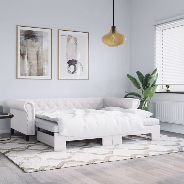 vidaXL Divano Letto con Letto Estraibile in Similpelle Bianco 90x200 cm