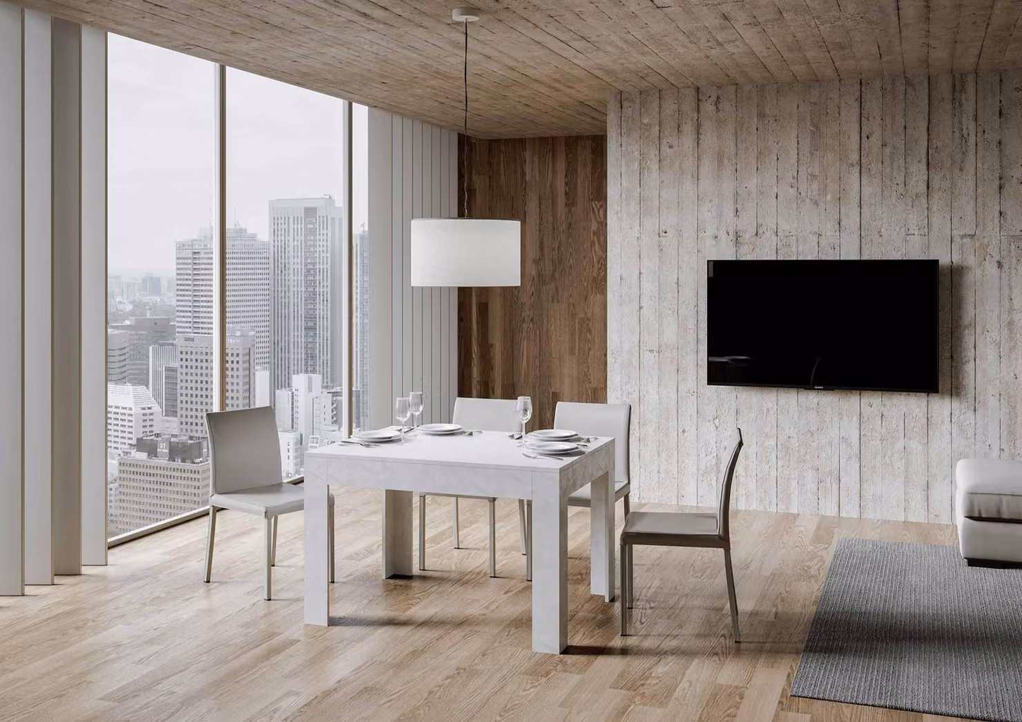ITAMOBY - Tavolo allungabile 120/180x90 cm Bibi bianco spatolato