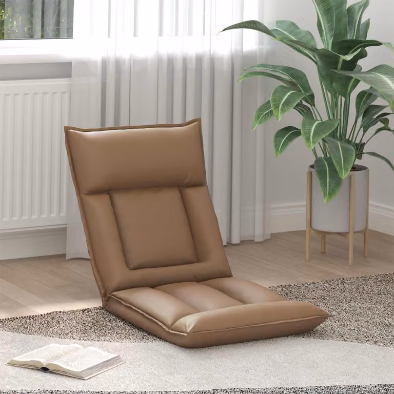 Sedia a pavimento regolabile vidaXL in similpelle color beige e marrone con struttura in metallo
