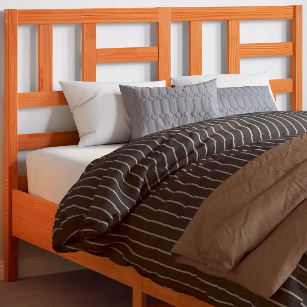 Testiera per letto vidaXL in legno massello di pino, colore marrone cera, stile rustico, per materasso 180x200 cm