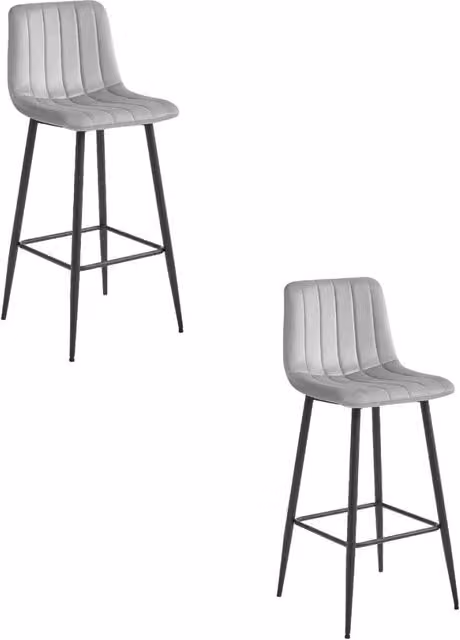 Set di 2 sgabelli da bar Pozza in velluto grigio argento