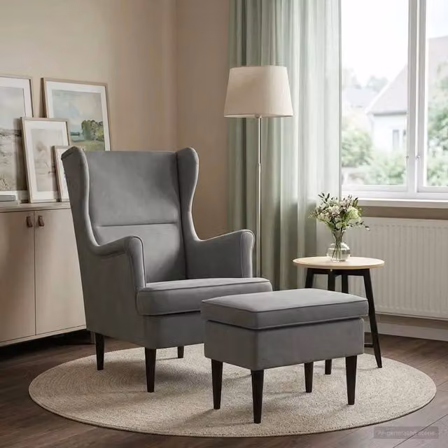 Divano Sedia-Poltrona con Ottomano 2 pz Grigio Scuro Velluto 536489