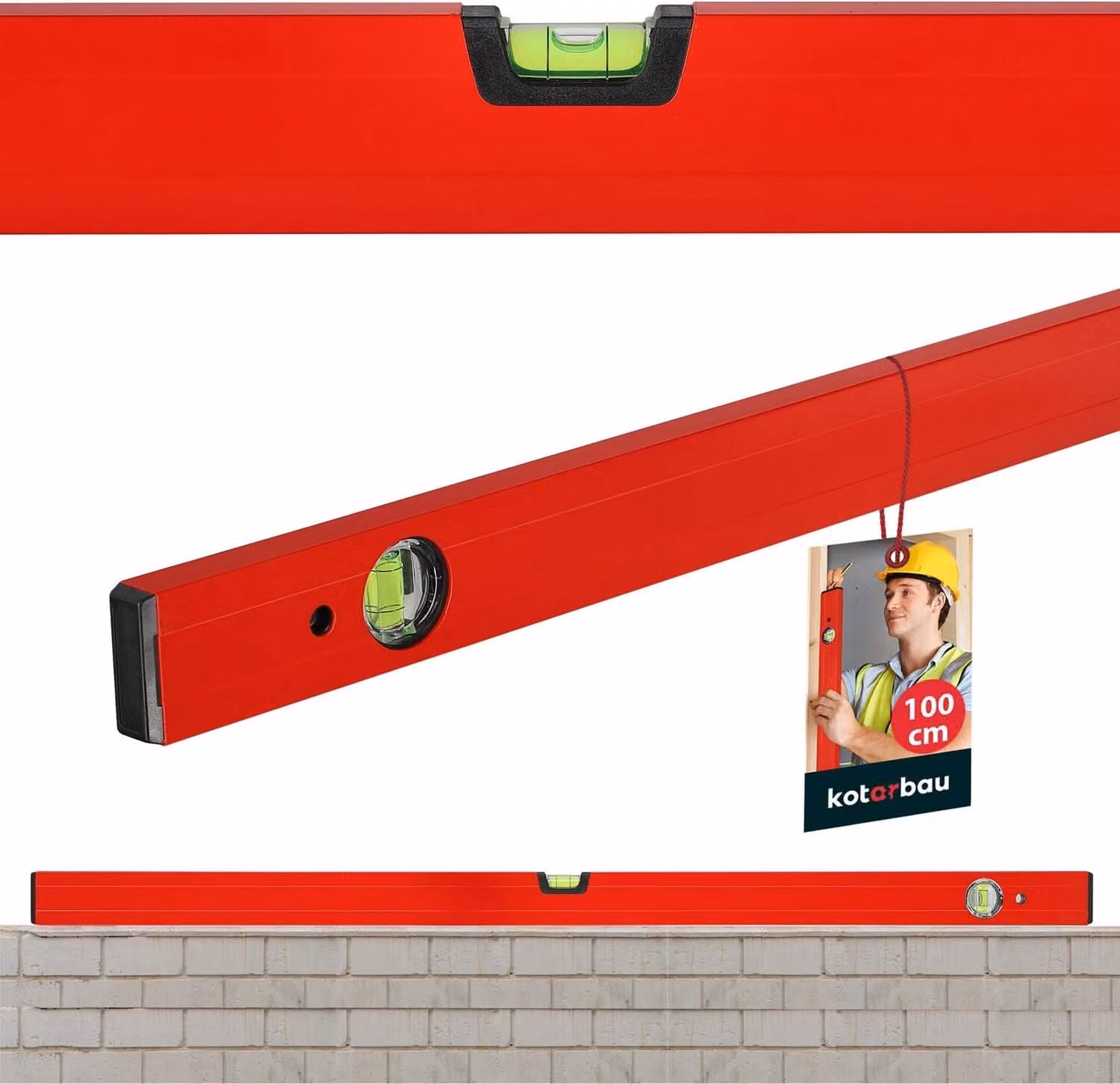 KOTARBAU® Livella in alluminio rossa 100 cm di allineamento orizzontale e verticale